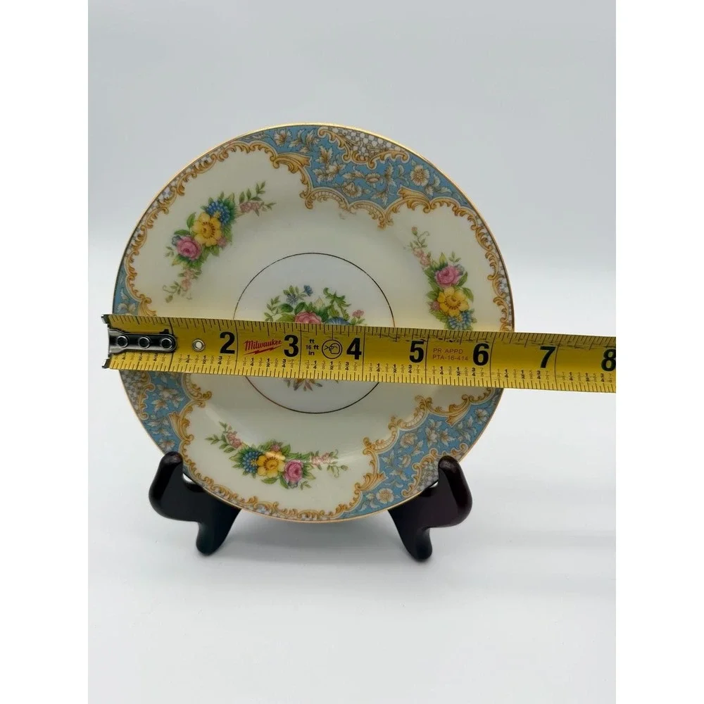 Noritake Bantry Fine China Luncheon Plate Blue Floral Gold Trim